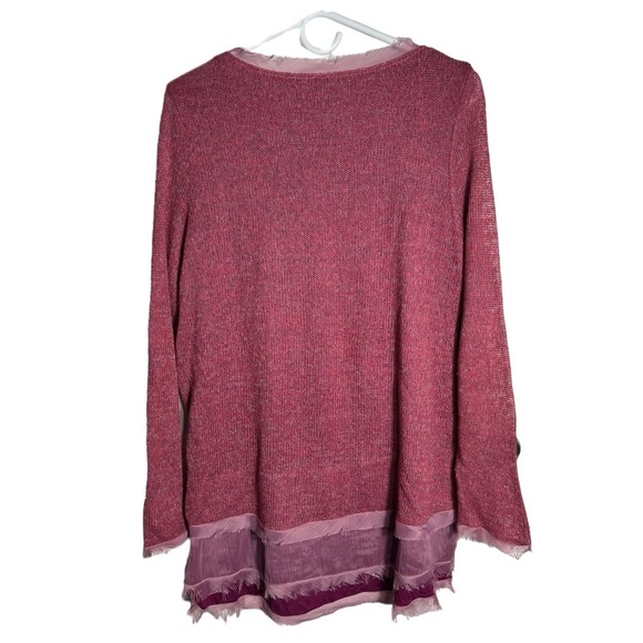 Easel Pink/Purple Tiered Knit Sweater Tunic, Large - Picture 2 of 7